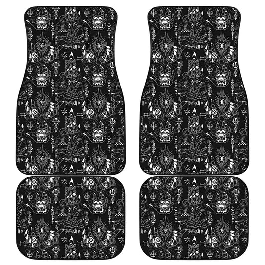 Black And White Supernatural Wicca Print Front and Back Car Floor Mats