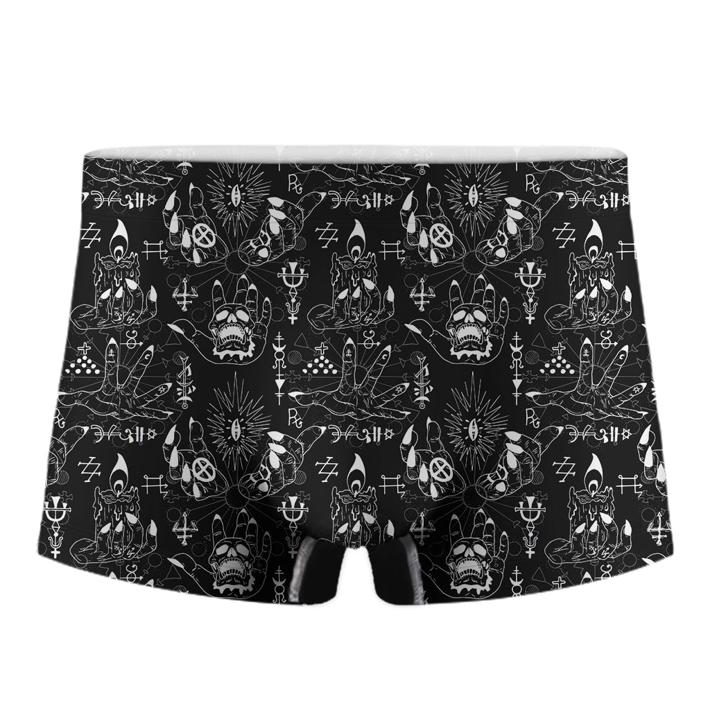 Black And White Supernatural Wicca Print Men's Boxer Briefs