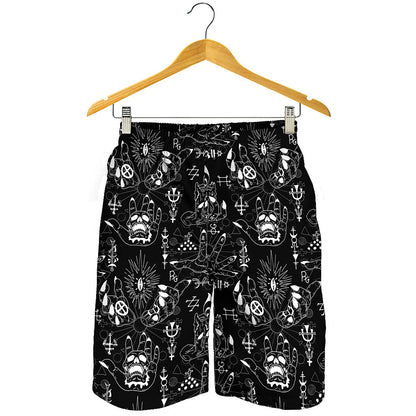 Black And White Supernatural Wicca Print Men's Shorts