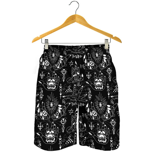 Black And White Supernatural Wicca Print Men's Shorts