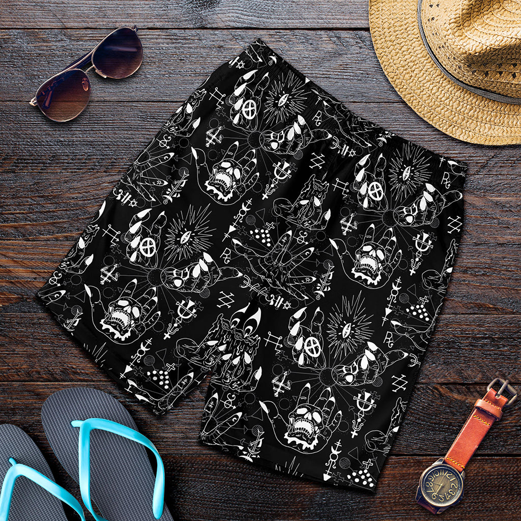 Black And White Supernatural Wicca Print Men's Shorts