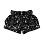 Black And White Supernatural Wicca Print Muay Thai Boxing Shorts