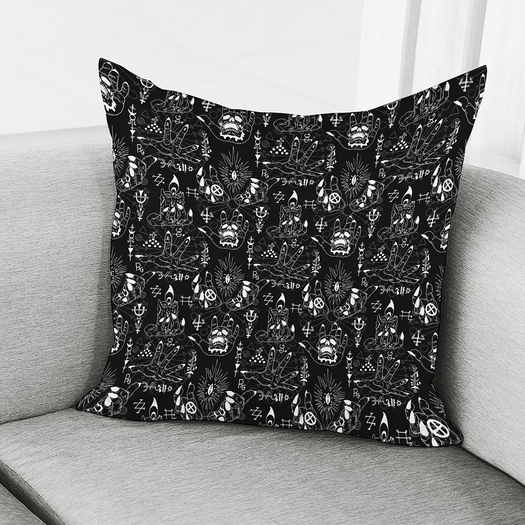 Black And White Supernatural Wicca Print Pillow Cover