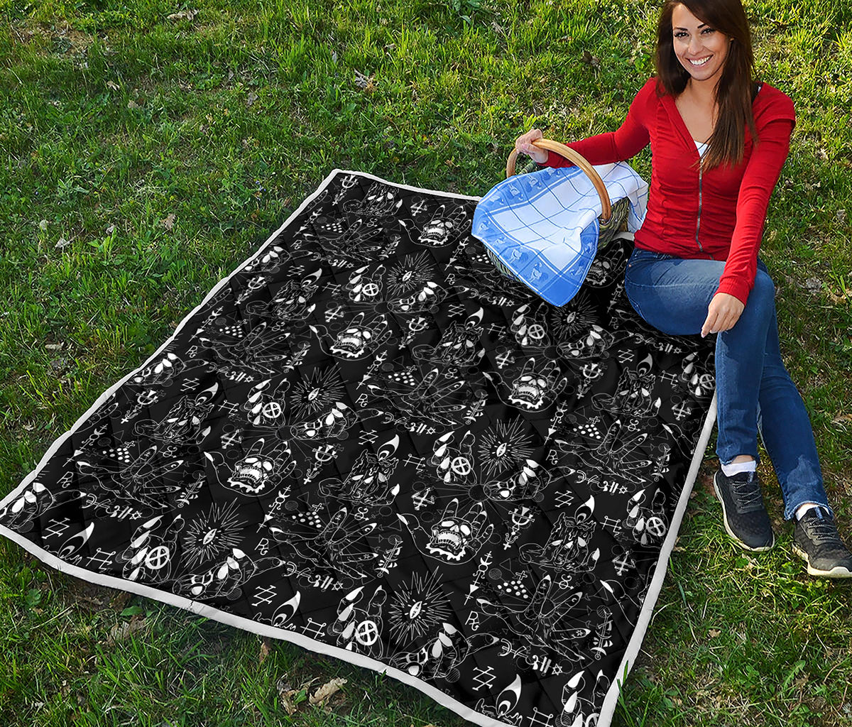 Black And White Supernatural Wicca Print Quilt