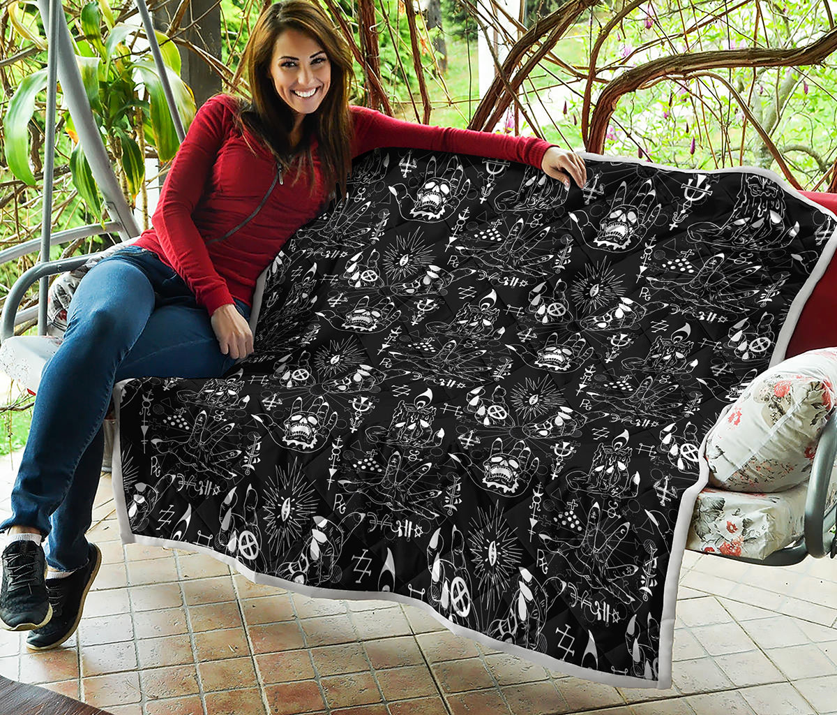 Black And White Supernatural Wicca Print Quilt