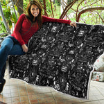 Black And White Supernatural Wicca Print Quilt