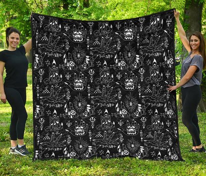 Black And White Supernatural Wicca Print Quilt