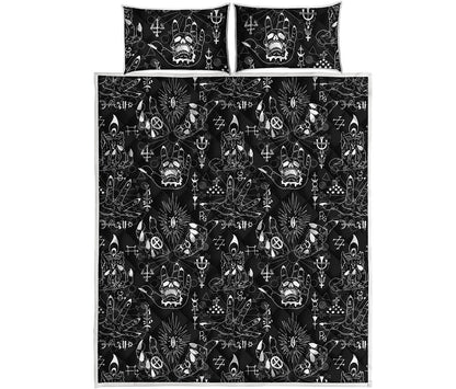 Black And White Supernatural Wicca Print Quilt Bed Set