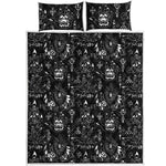 Black And White Supernatural Wicca Print Quilt Bed Set