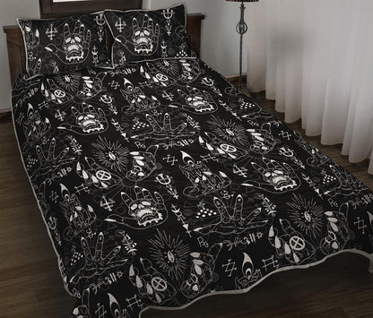 Black And White Supernatural Wicca Print Quilt Bed Set