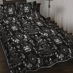 Black And White Supernatural Wicca Print Quilt Bed Set