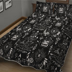 Black And White Supernatural Wicca Print Quilt Bed Set