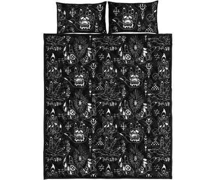 Black And White Supernatural Wicca Print Quilt Bed Set