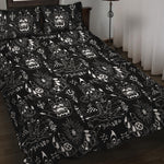 Black And White Supernatural Wicca Print Quilt Bed Set