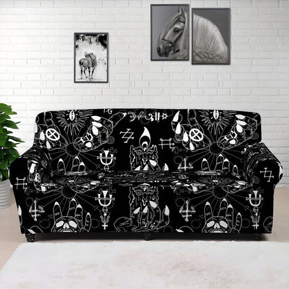 Black And White Supernatural Wicca Print Sofa Cover
