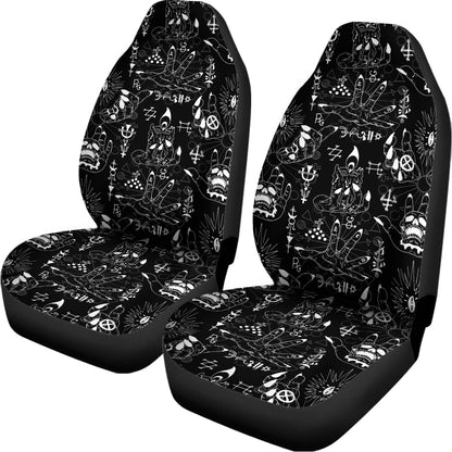 Black And White Supernatural Wicca Print Universal Fit Car Seat Covers