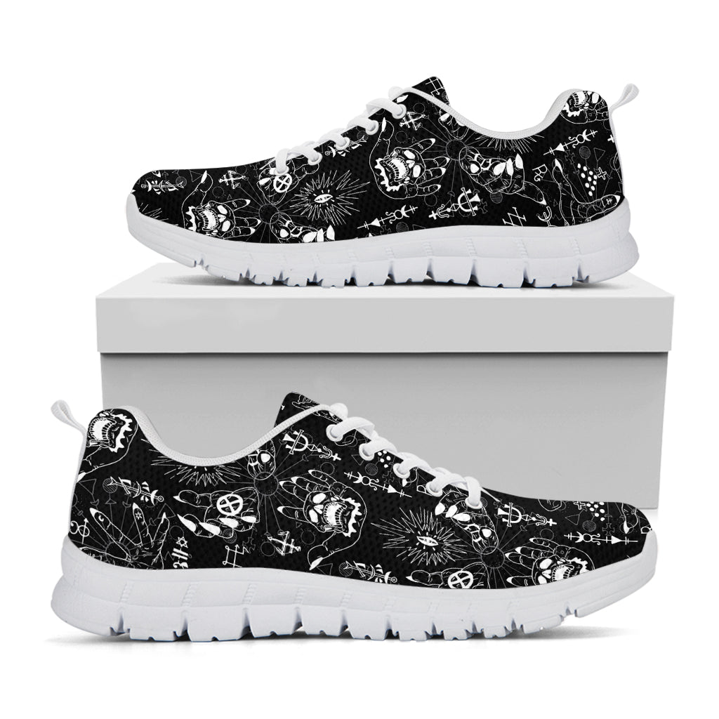 Black And White Supernatural Wicca Print White Sneakers