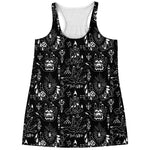 Black And White Supernatural Wicca Print Women's Racerback Tank Top
