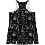 Black And White Supernatural Wicca Print Women's Racerback Tank Top