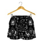 Black And White Supernatural Wicca Print Women's Shorts