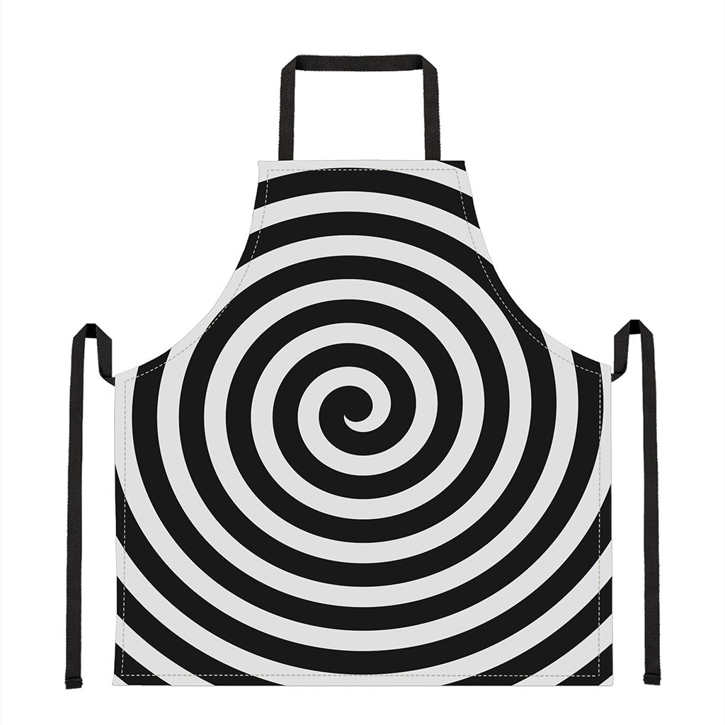 Black And White Swirl Illusion Print Apron