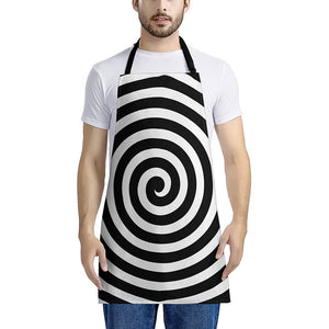 Black And White Swirl Illusion Print Apron