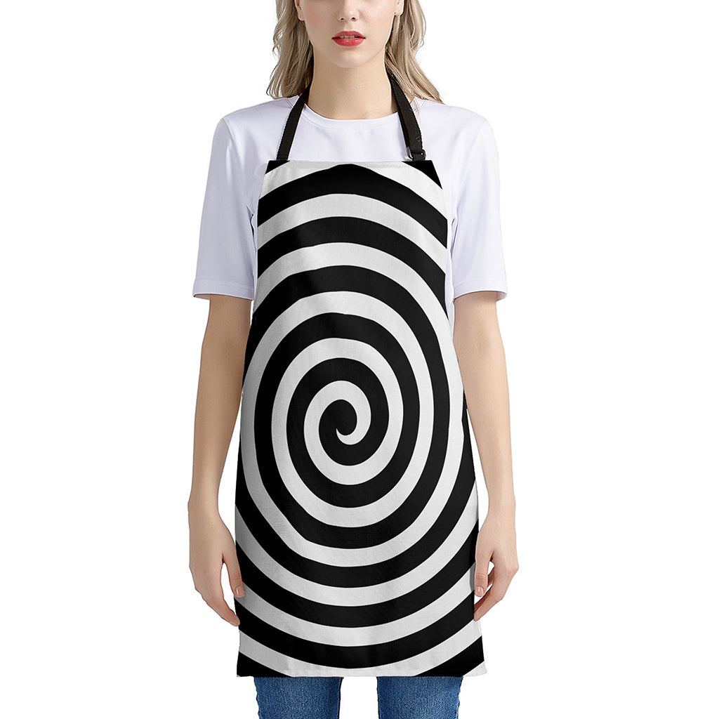 Black And White Swirl Illusion Print Apron