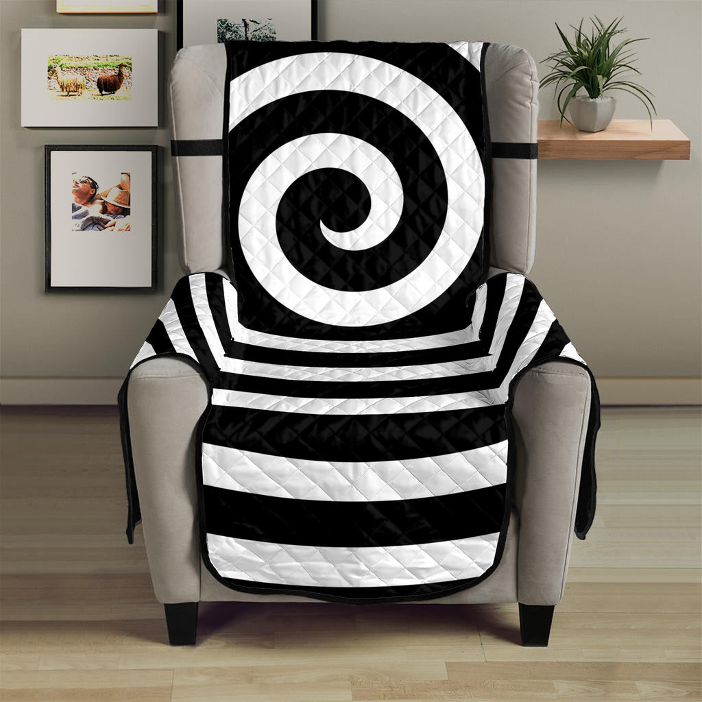 Black And White Swirl Illusion Print Armchair Protector