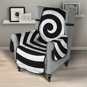 Black And White Swirl Illusion Print Armchair Protector