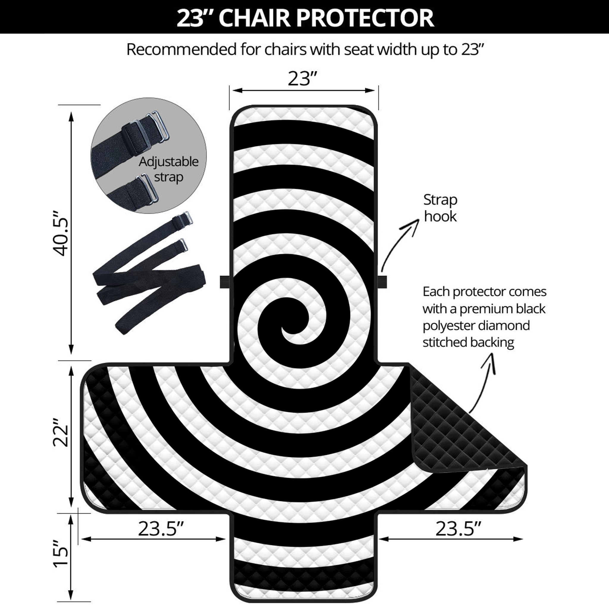 Black And White Swirl Illusion Print Armchair Protector