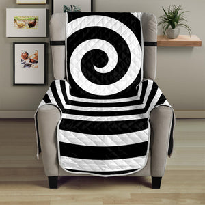 Black And White Swirl Illusion Print Armchair Protector