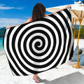 Black And White Swirl Illusion Print Beach Sarong Wrap