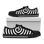 Black And White Swirl Illusion Print Black Low Top Shoes