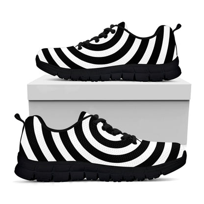 Black And White Swirl Illusion Print Black Sneakers