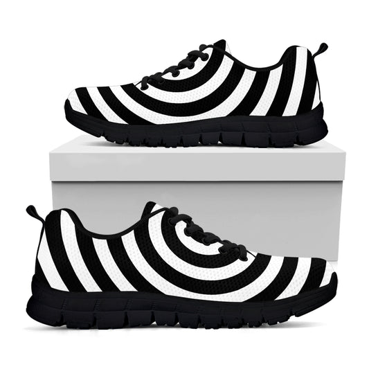 Black And White Swirl Illusion Print Black Sneakers