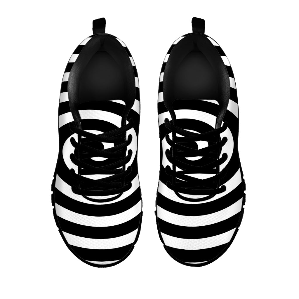Black And White Swirl Illusion Print Black Sneakers