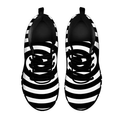 Black And White Swirl Illusion Print Black Sneakers