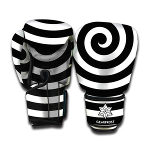 Black And White Swirl Illusion Print Boxing Gloves