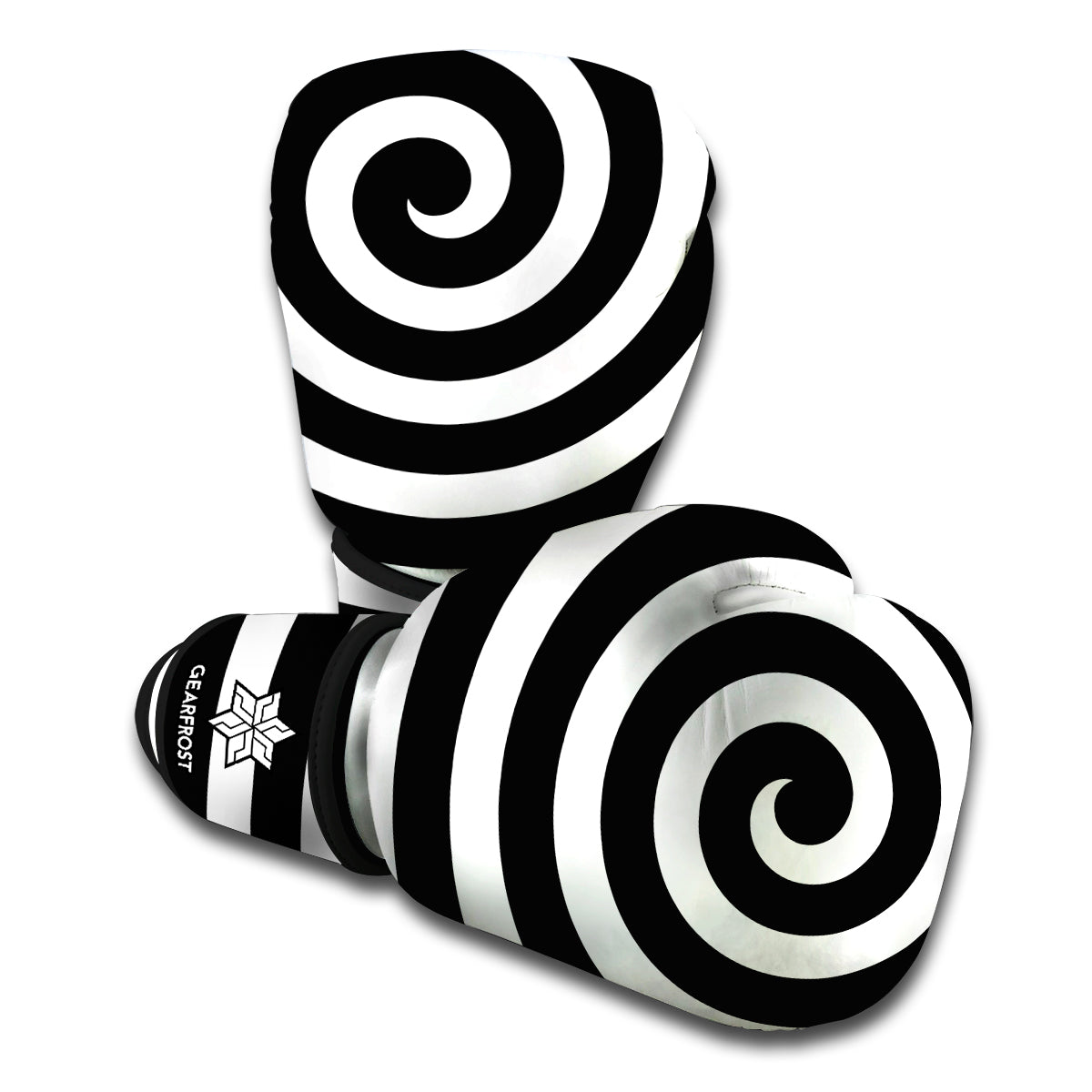 Black And White Swirl Illusion Print Boxing Gloves