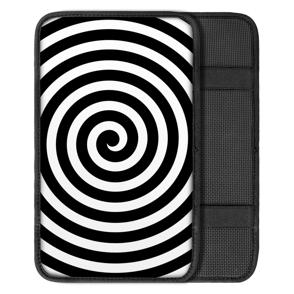 Black And White Swirl Illusion Print Car Center Console Cover