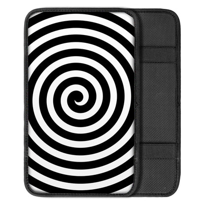 Black And White Swirl Illusion Print Car Center Console Cover