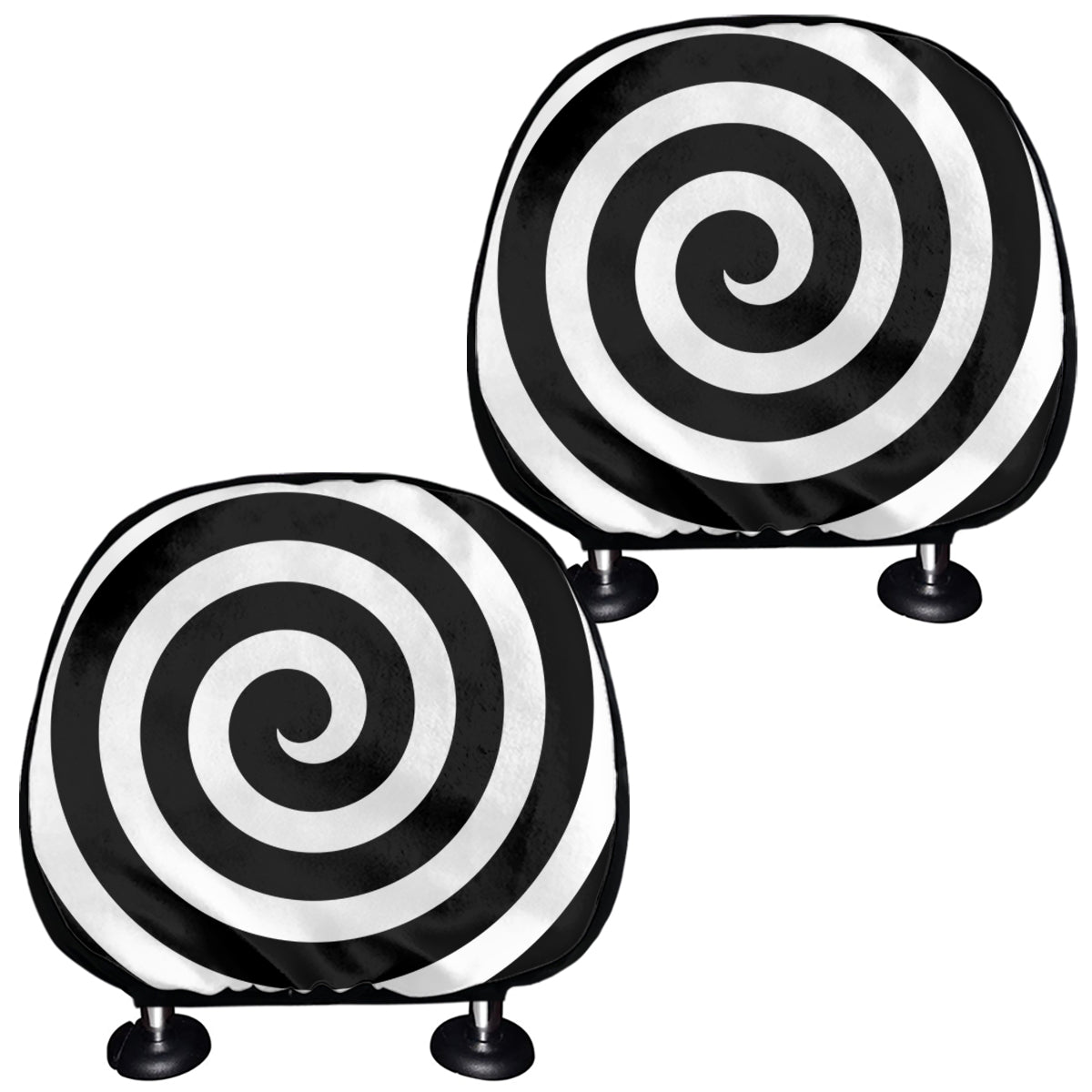 Black And White Swirl Illusion Print Car Headrest Covers