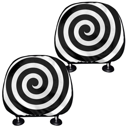 Black And White Swirl Illusion Print Car Headrest Covers
