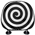 Black And White Swirl Illusion Print Car Headrest Covers