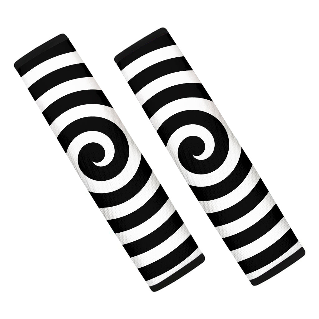 Black And White Swirl Illusion Print Car Seat Belt Covers