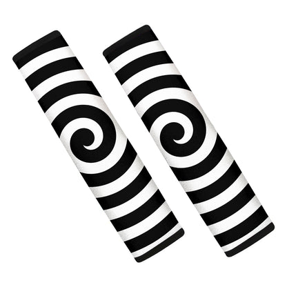 Black And White Swirl Illusion Print Car Seat Belt Covers