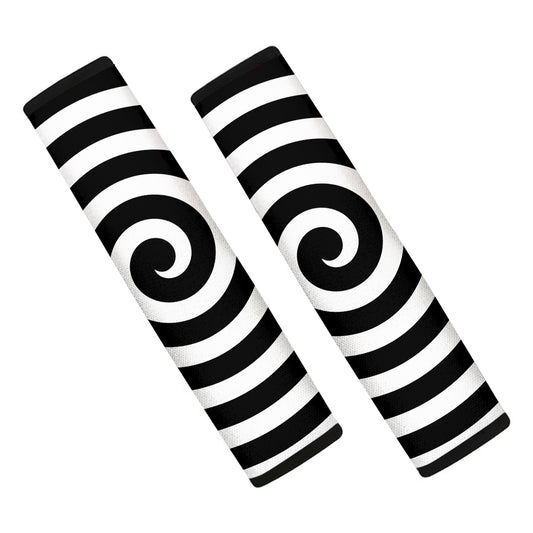 Black And White Swirl Illusion Print Car Seat Belt Covers