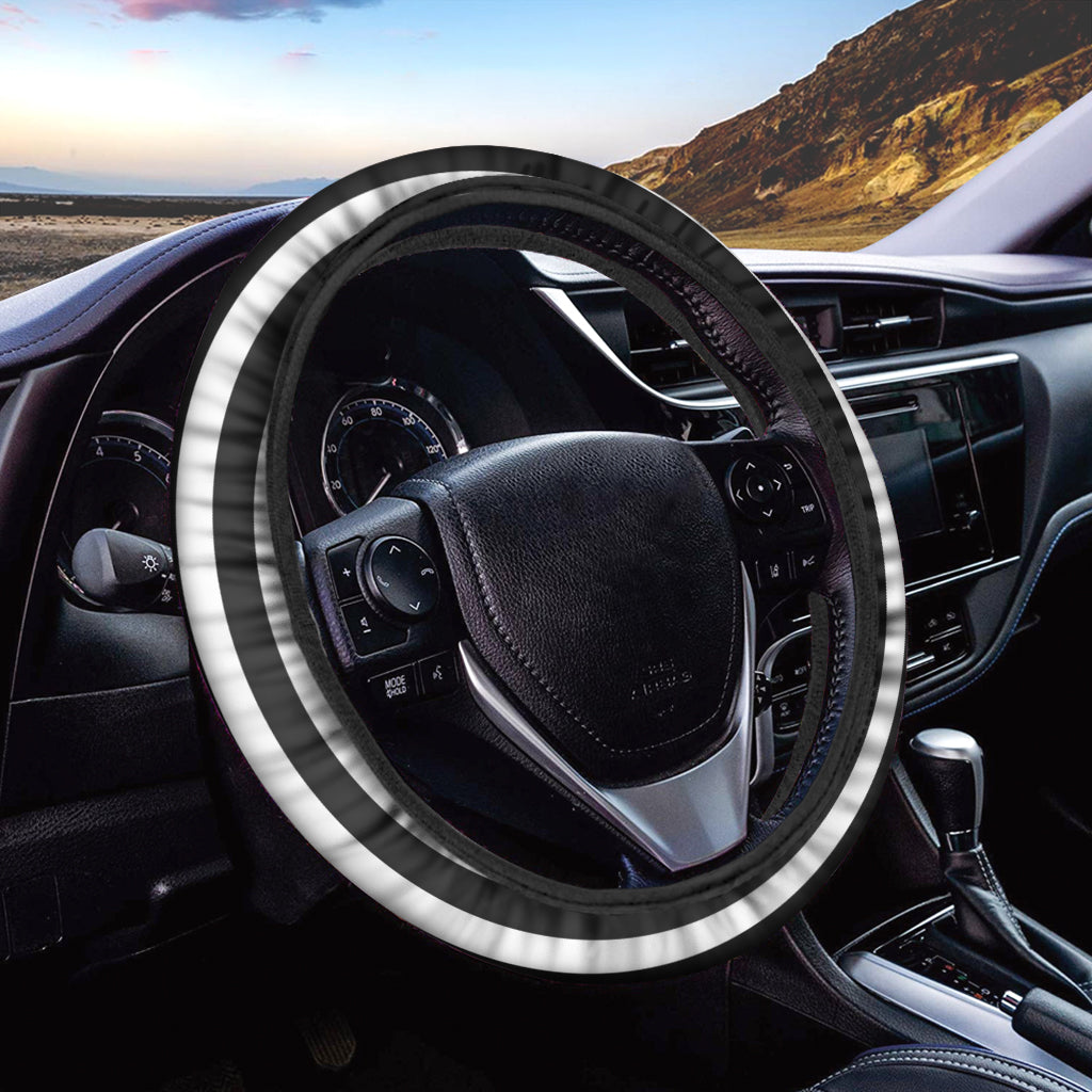 Black And White Swirl Illusion Print Car Steering Wheel Cover