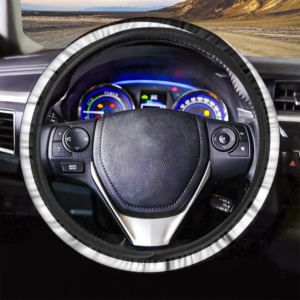 Black And White Swirl Illusion Print Car Steering Wheel Cover