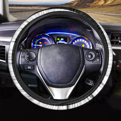 Black And White Swirl Illusion Print Car Steering Wheel Cover